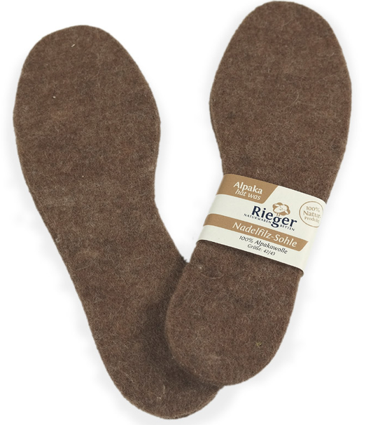 Einlegesohlen aus 100% Alpaka-Wollfilz – Nadelfilz – Braun