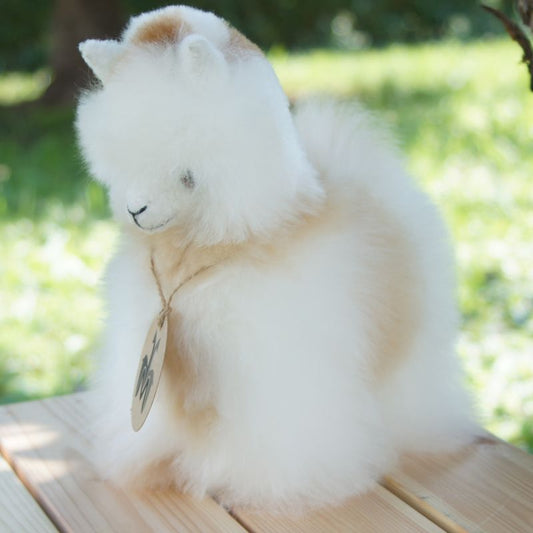 Alpaka Felltier stehend – ca. 20 cm – Echtfell, handgefertigt